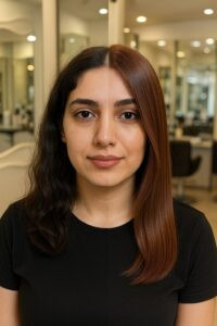 قبل و بعد رنگ موی نسکافه‌ای بدون دکلره